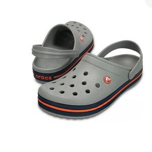 Crocs Crocband Clog 'Grey' 11016-01U Women 11 Men 9 Black & Red Stripes Beach